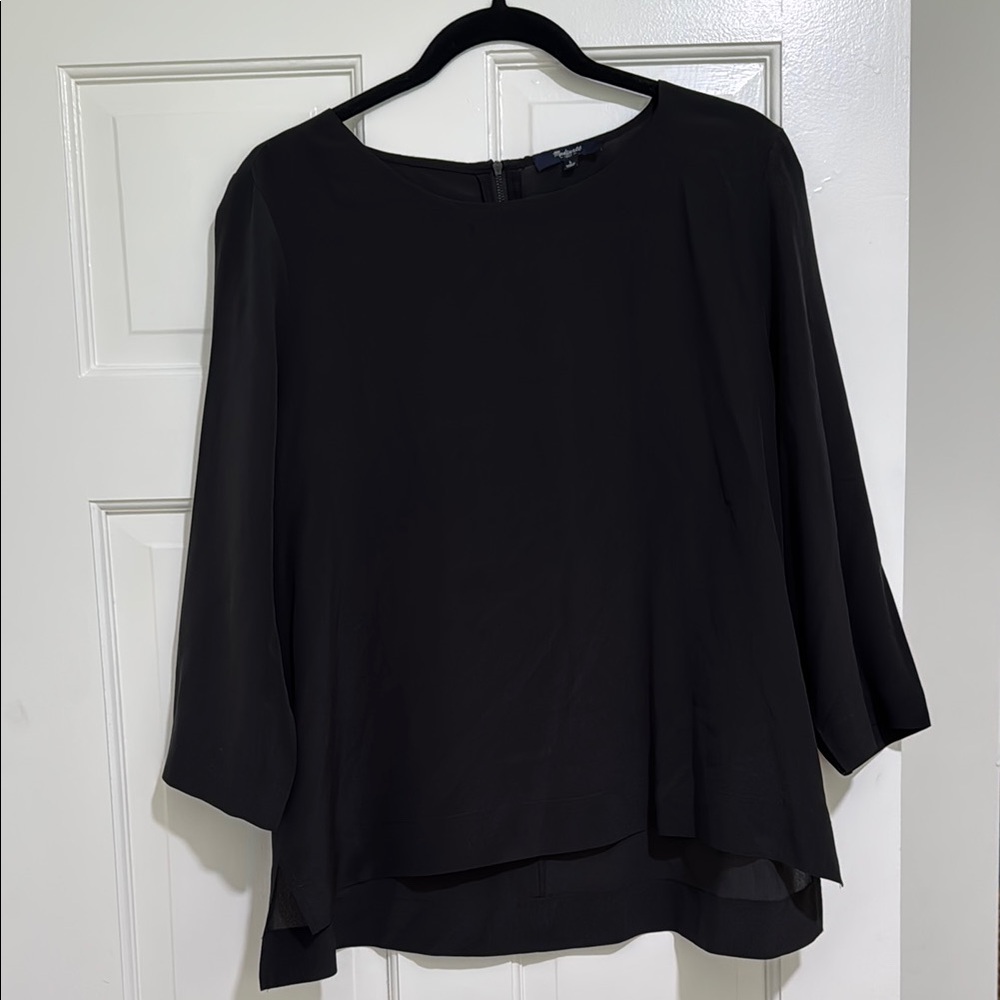 Madewell Black Boxy 3/4 Sleeve Blouse